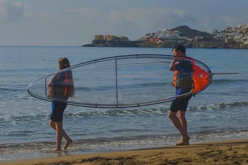 Transparent kayak in San José